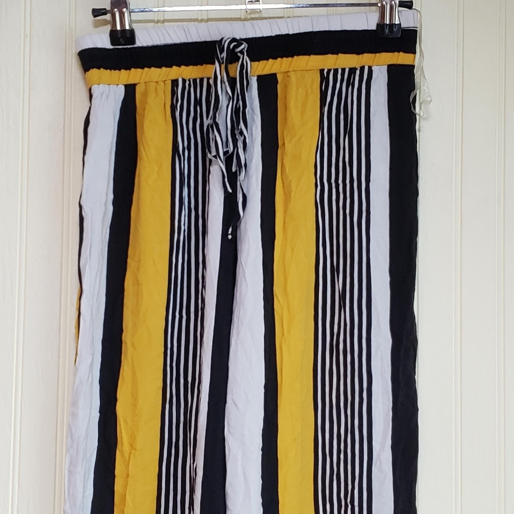 C Est 1946 Dress Pants Womens XS Multicolor Striped Wide Leg Drawstring Rayon